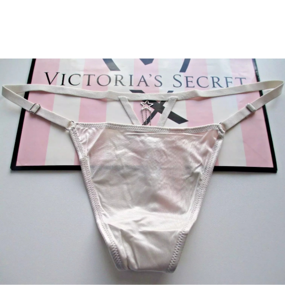 VICTORIA'S SECRET VERY SEXY Adjustable V-String Thong Panty VS Gray Hardware